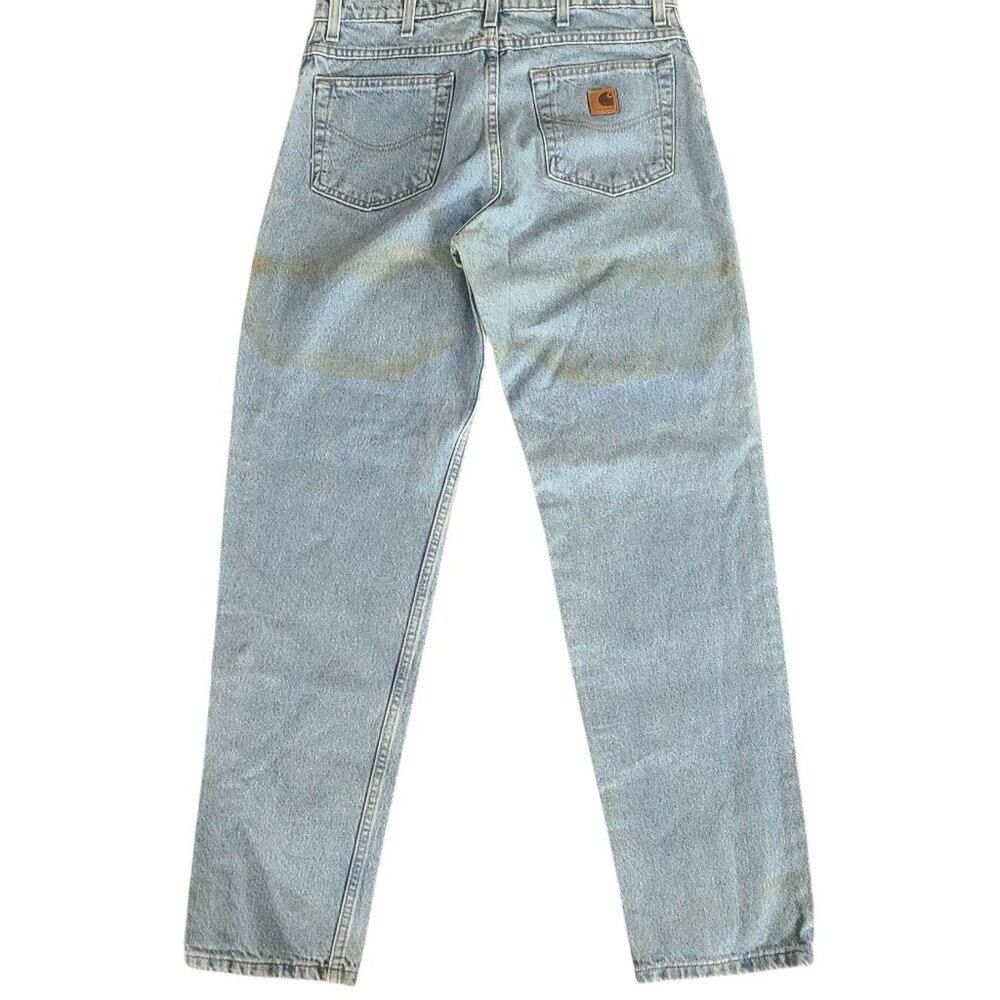 Carhartt Men's Light Wash Straight Leg Denim Jeans Size 32x32 Stained - Picture 2 of 9